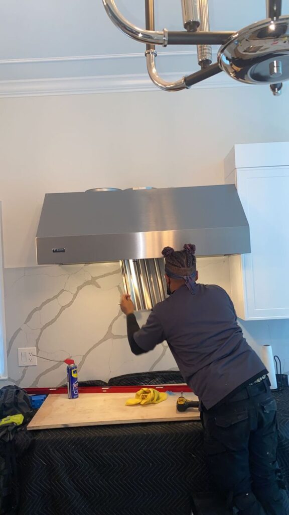 Pro-style hood in a high-end kitchen — Mounting
